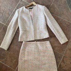 Brooks Brothers Pink and Cream Tweed Blazer Set